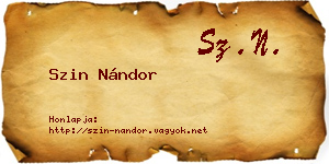 Szin Nándor névjegykártya